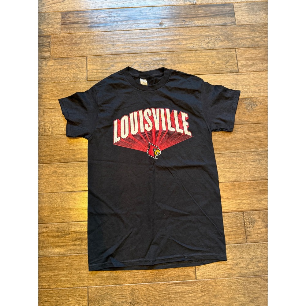 Gildan Louisville Cardinals T-Shirt Mens S Black Graphic Tee NCAA Fan Gear